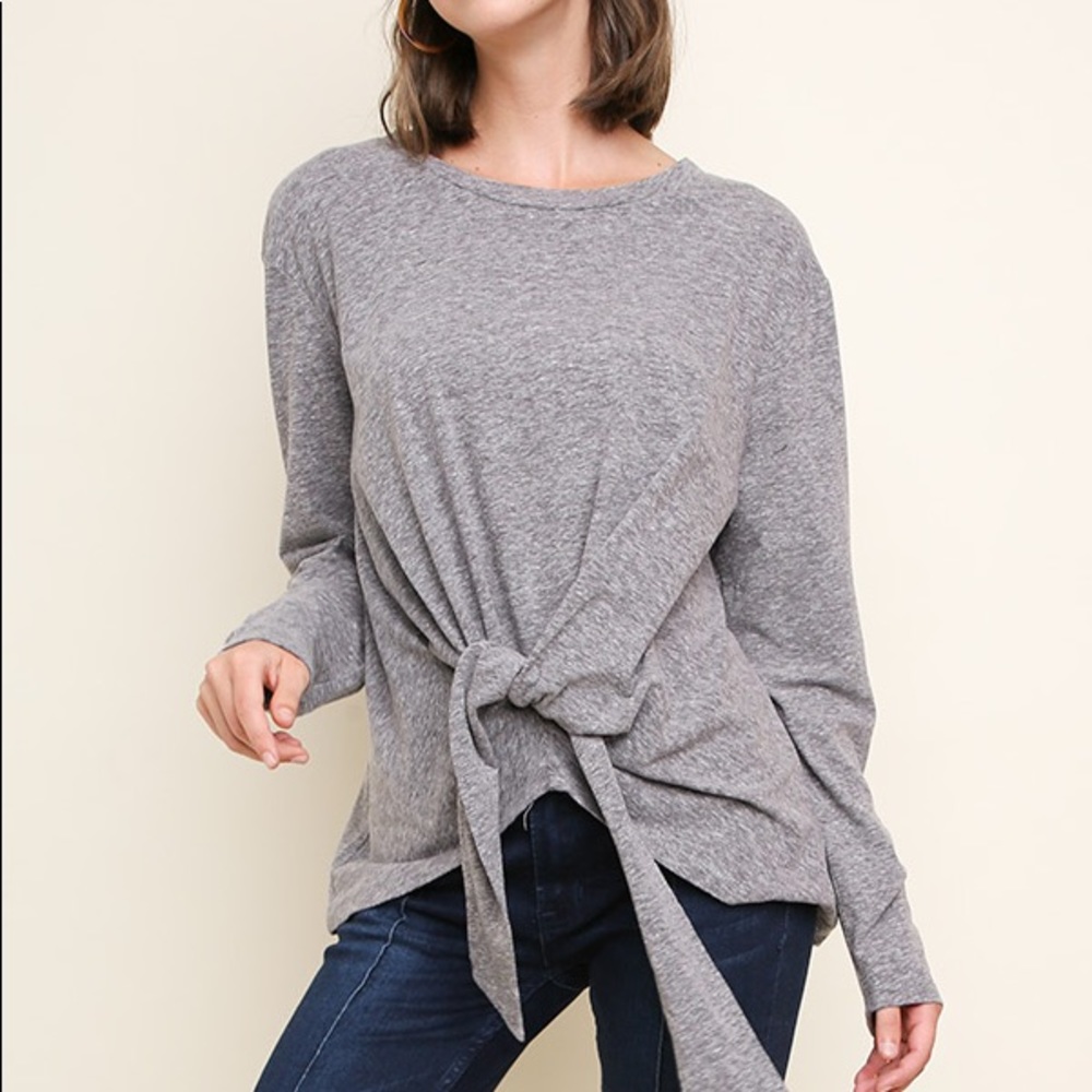 Umgee long sleeve top with front waist tie NWT